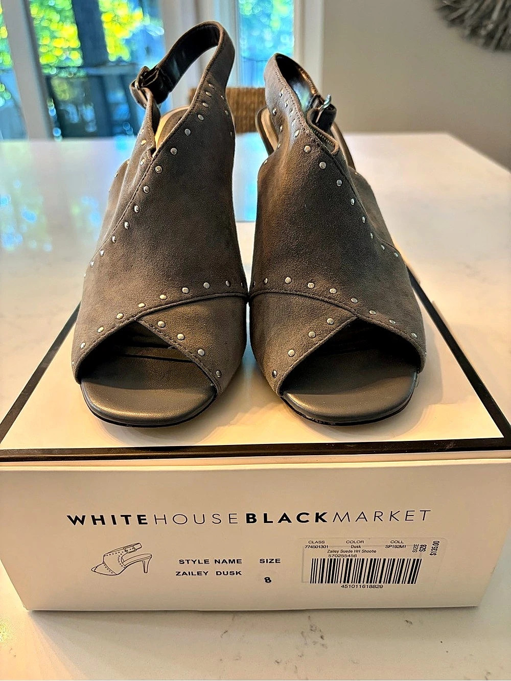 White House Black Market Zailey Dusk Studded D'Orsay Heels Black US 8